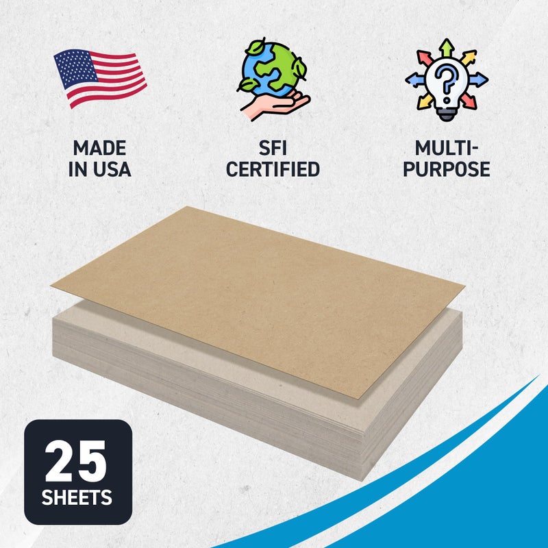 MagicWater Supply MagicWater Chipboard Sheet for DIY Projects - 11x17 Inch - 25 Pack - 30 pt - Heavy Duty Kraft (0.030 Inch Thick) Paperboard, for Scrapbooking, Books, Picture Frame Backing, Arts Project & Crafts - Image 3